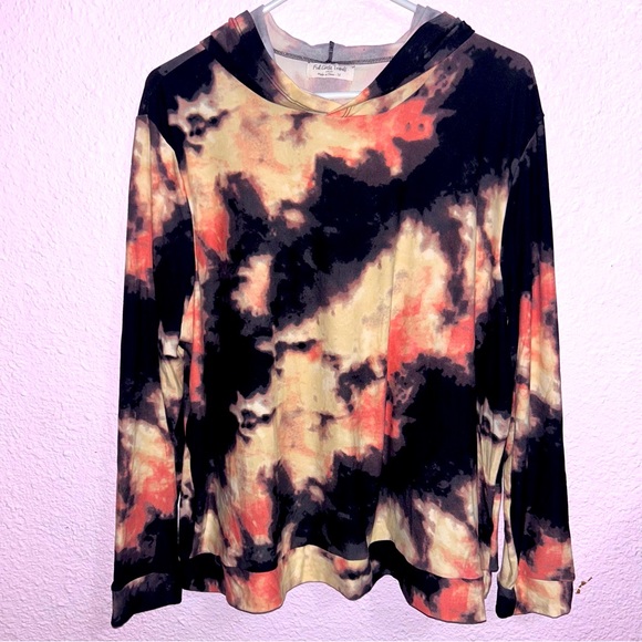 Full Circle Trends Women’s 1x Tie Dye Pink Black hoodie - Picture 1 of 2